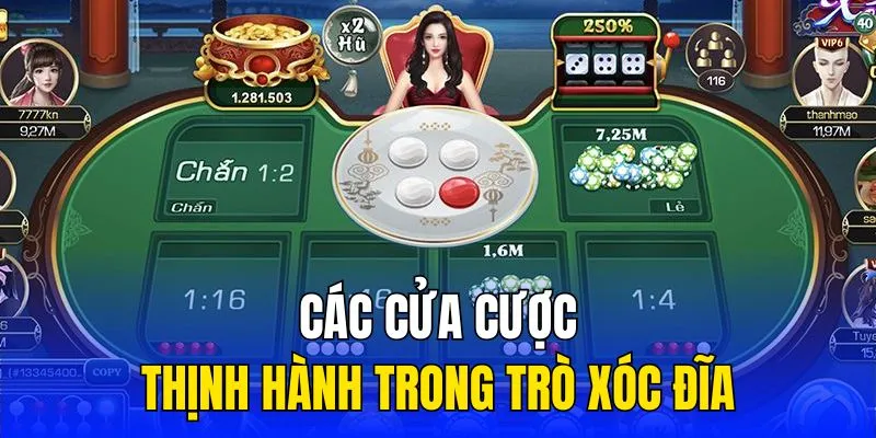 Các cửa cược thịnh hành trong trò xóc đĩa